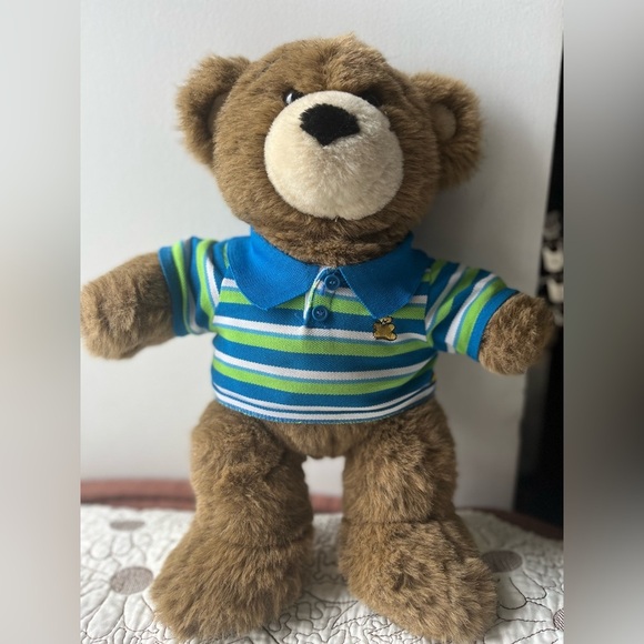 Build-A-Bear Stuff Teddy Bear with Striped Polo Shirt - Picture 3 of 13
